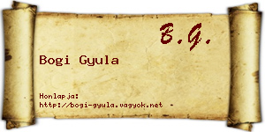 Bogi Gyula névjegykártya